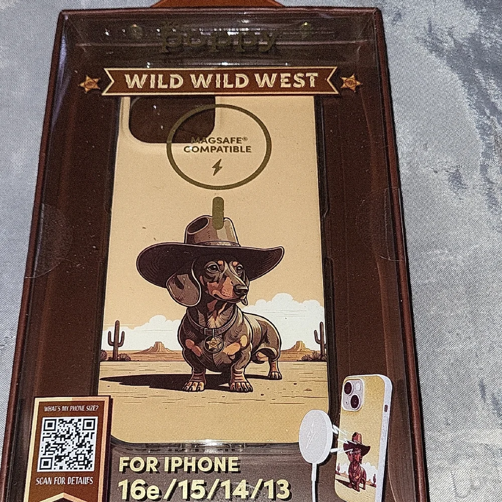 Wild Wild West iPhone 16e 15 14 13 Case - Brown Dachshund Bnib Lb M Lp